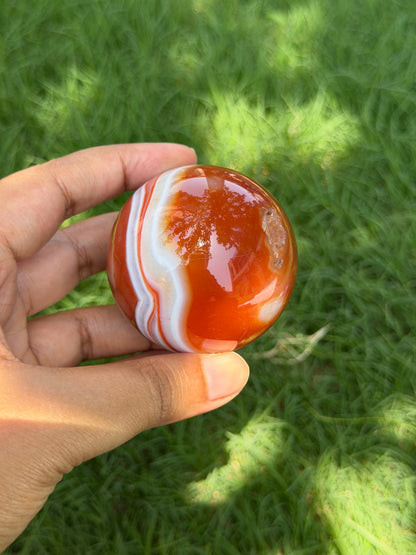Confidence and Vitality Carnelian druzy sphere