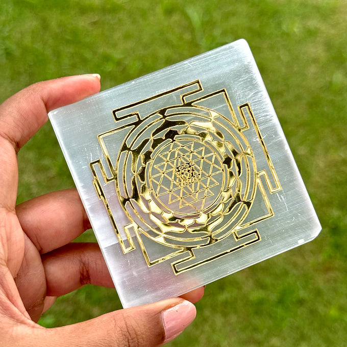 Shri yantra Selenite slab