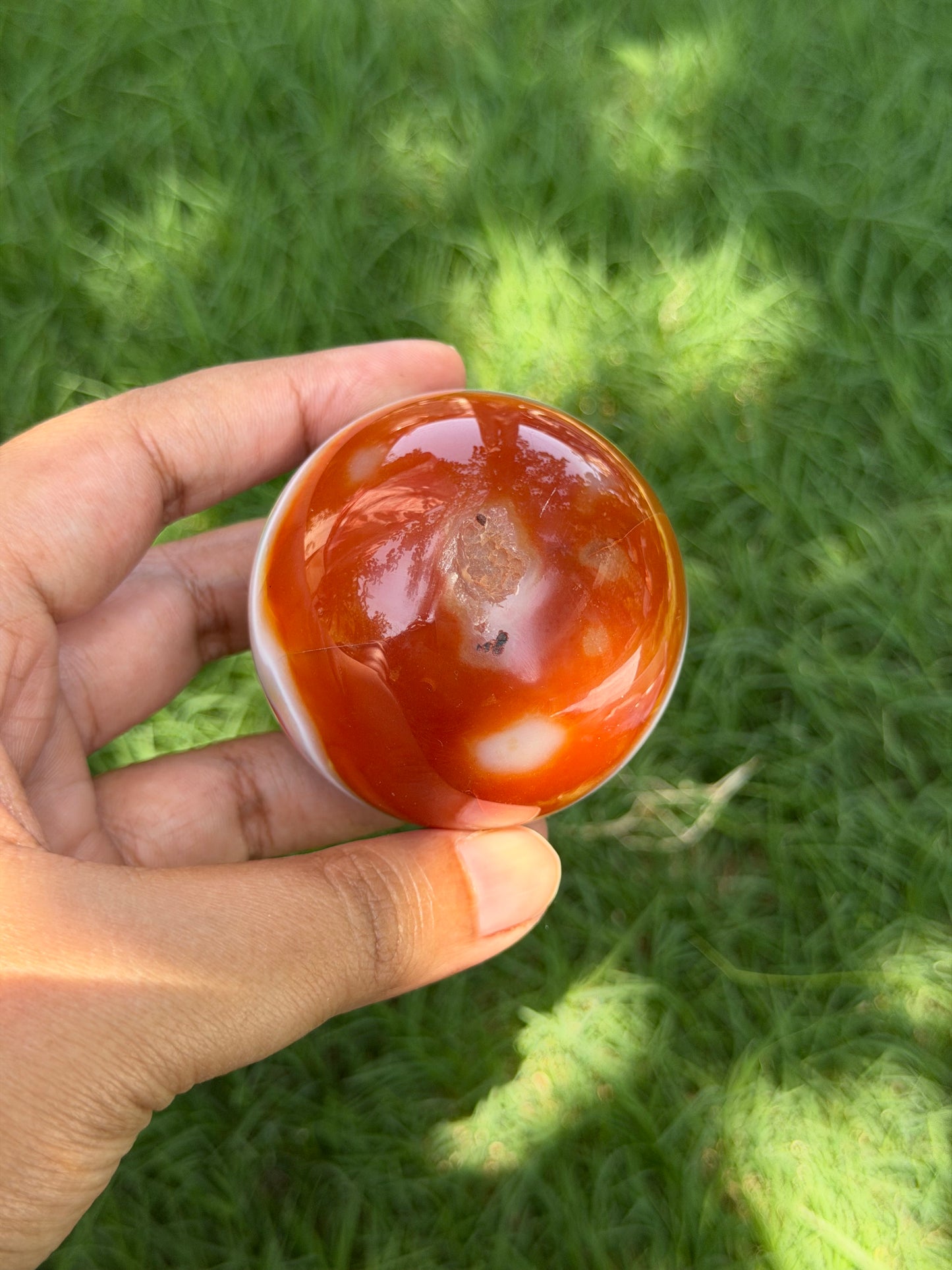 Confidence and Vitality Carnelian druzy sphere