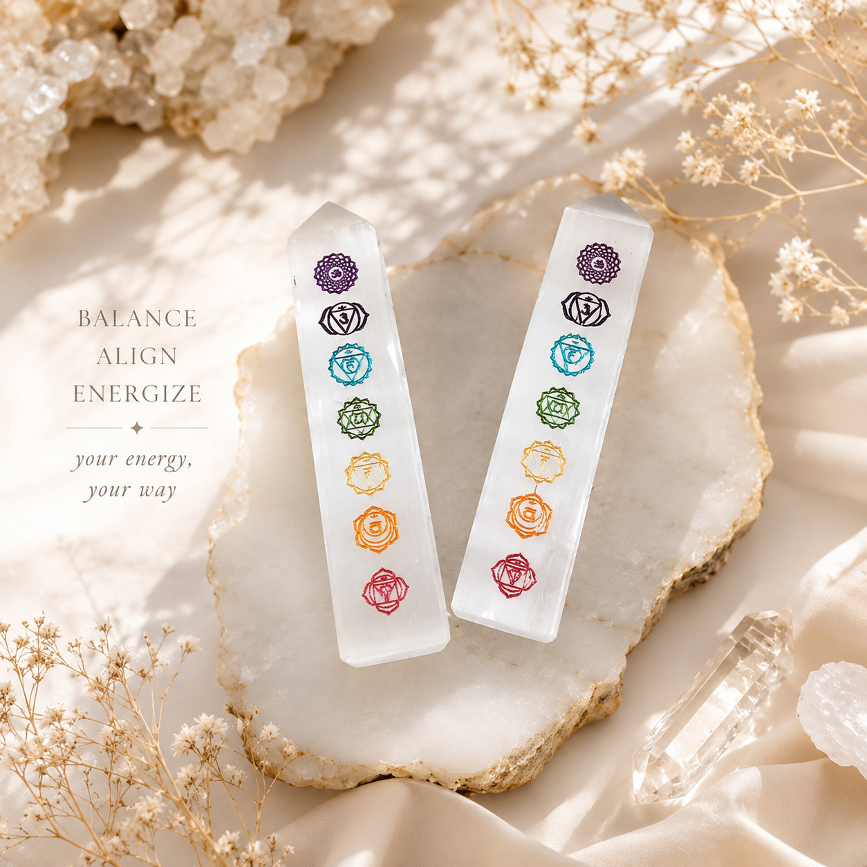Seven Chakra Selenite Tower